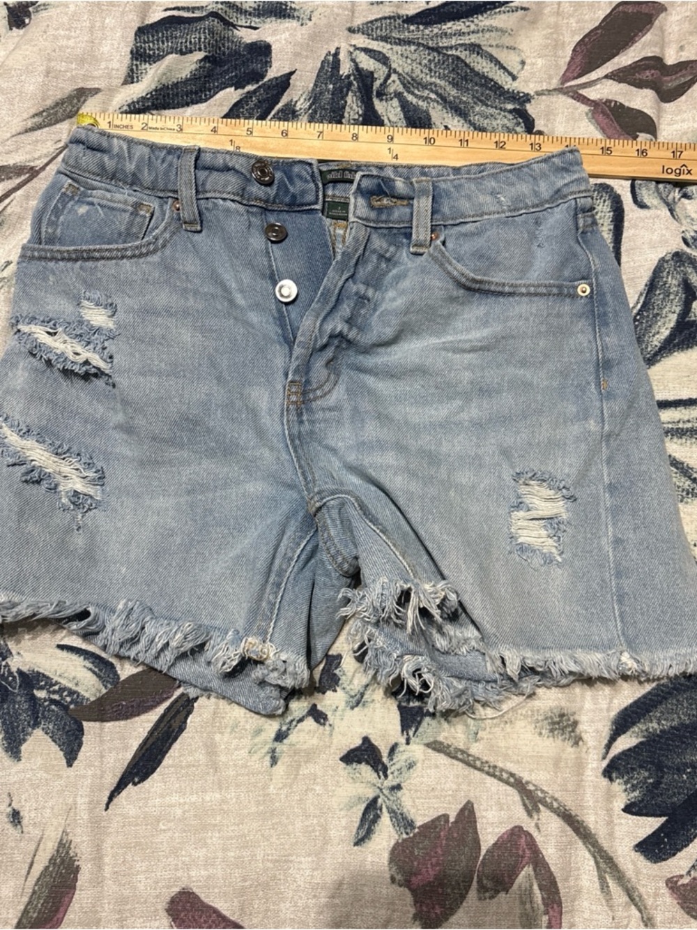 wild fable Light Blue Distressed High-Rise Jean Shorts